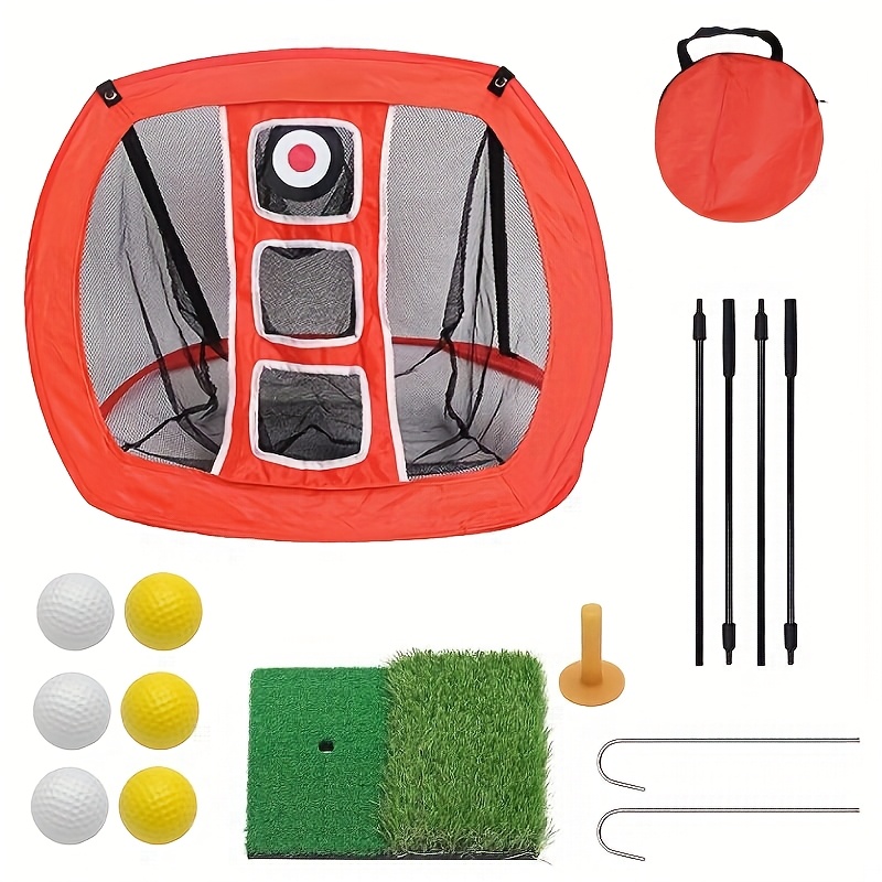 Portable Golf Chipping Net Set with Mini Hitting Mat